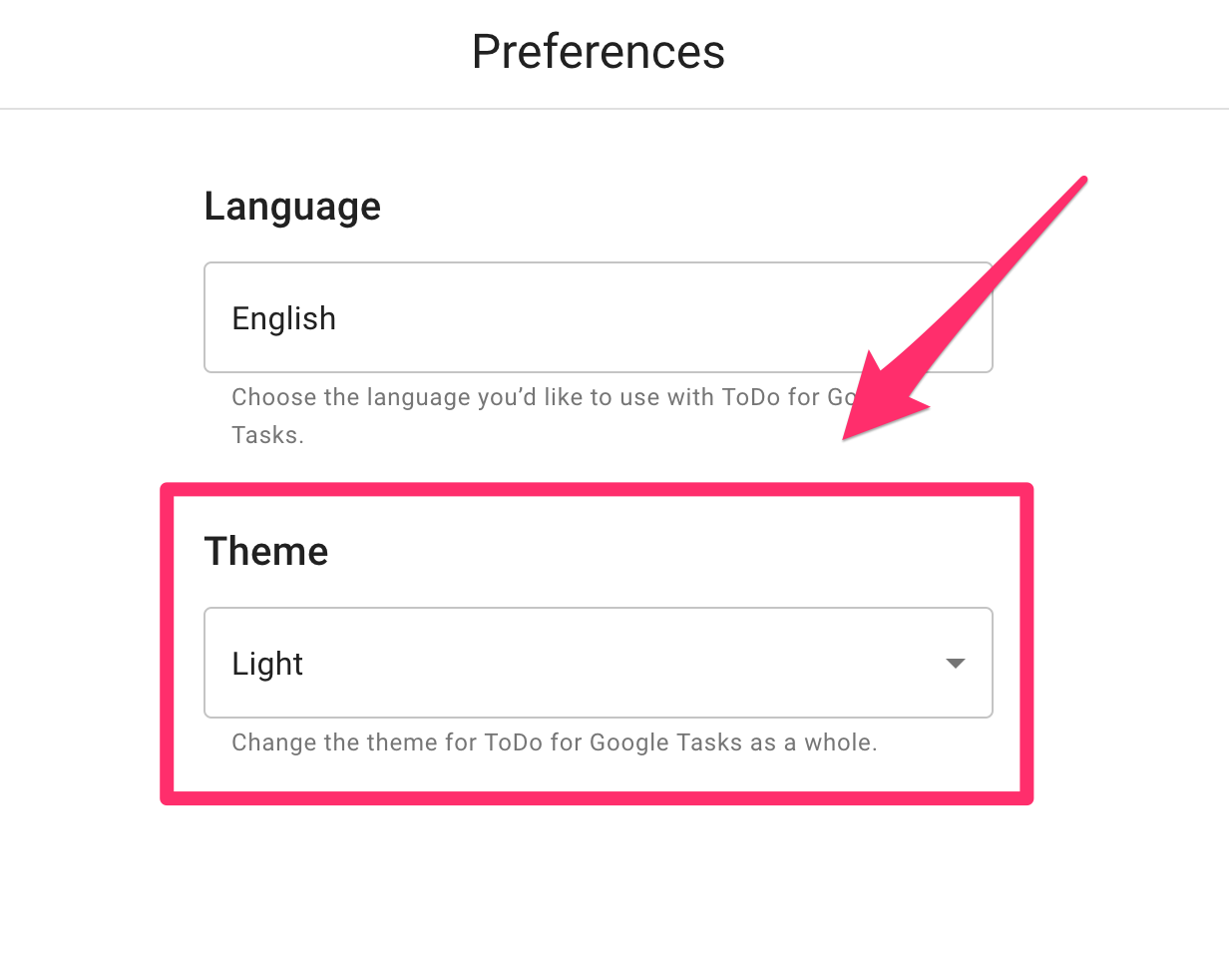 Tema, açık mod (varsayılan) ve karanlık mod arasında seçilebilir.